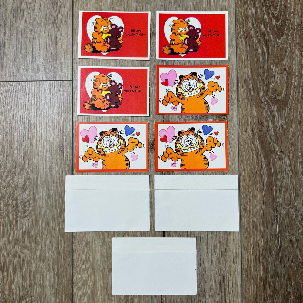 VINTAGE 1978 GARFIELD Valentine’s Day Cards & Envelopes Lot of 6 Hallmark